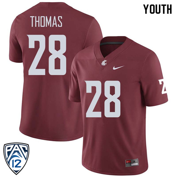 Youth #28 Skyler Thomas Washington State Cougars College Football Jerseys Sale-Crimson